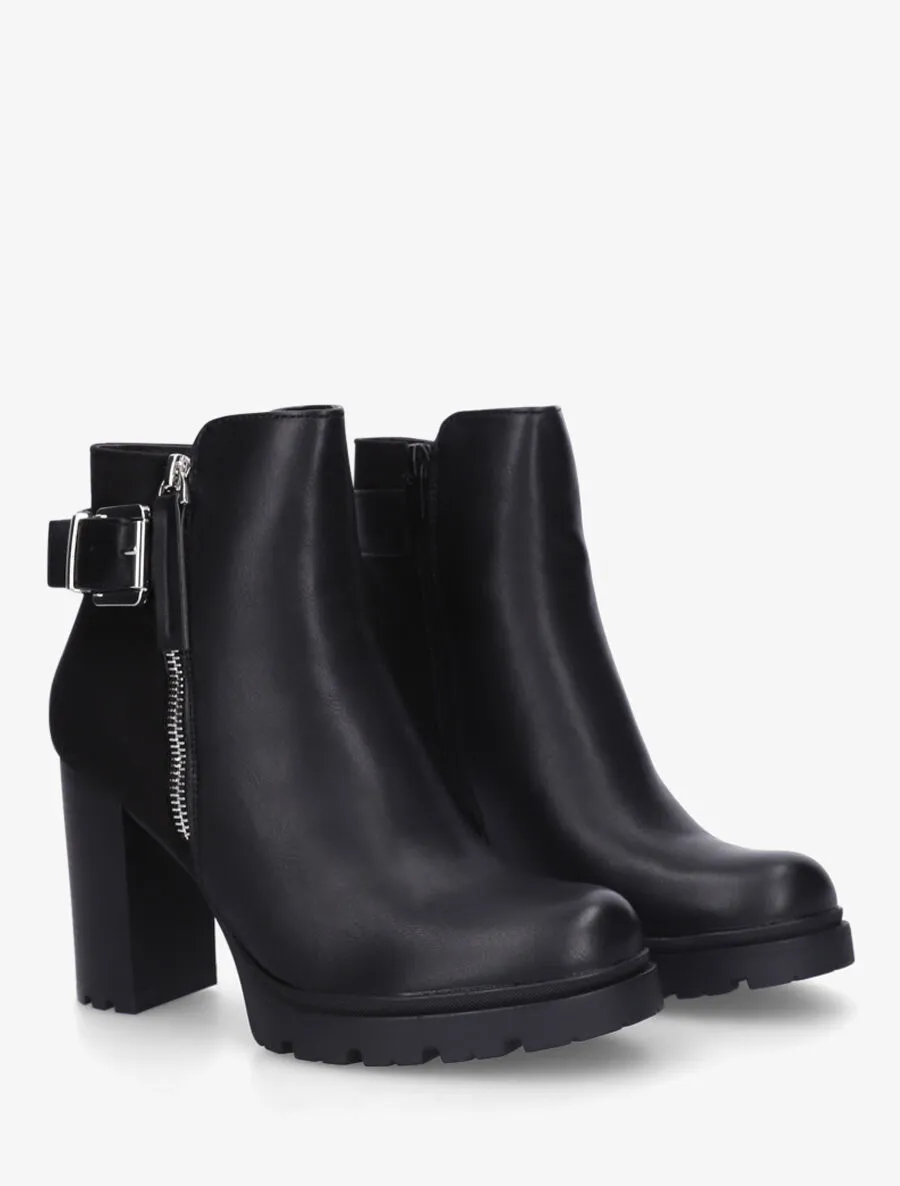 Bottines à talon haut et contrefort en suédine - Noir
