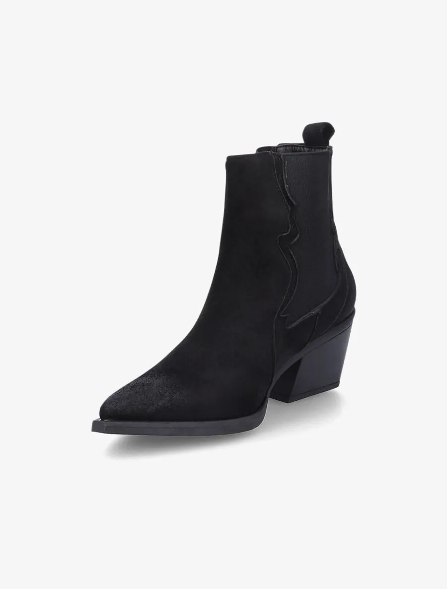 Bottines à talon style santiags - Noir