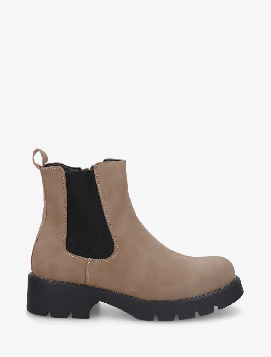 Bottines élastiquées en suédine - Taupe