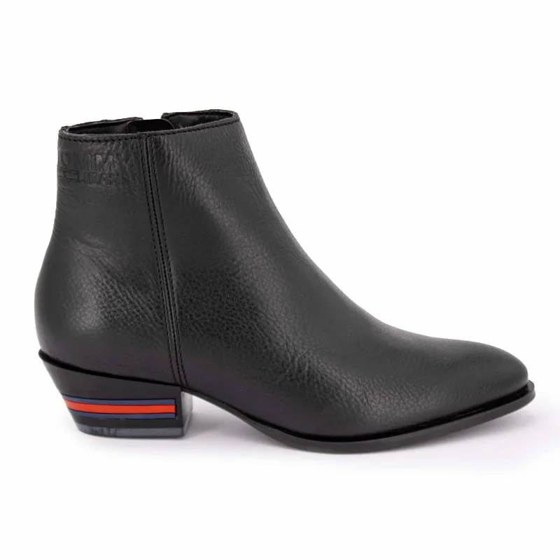 Bottines en cuir à talon style western logo Femme TOMMY HILFIGER à