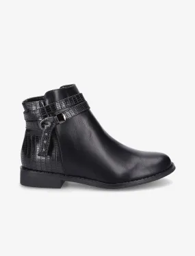 Bottines en simili à contrefort croco - Noir