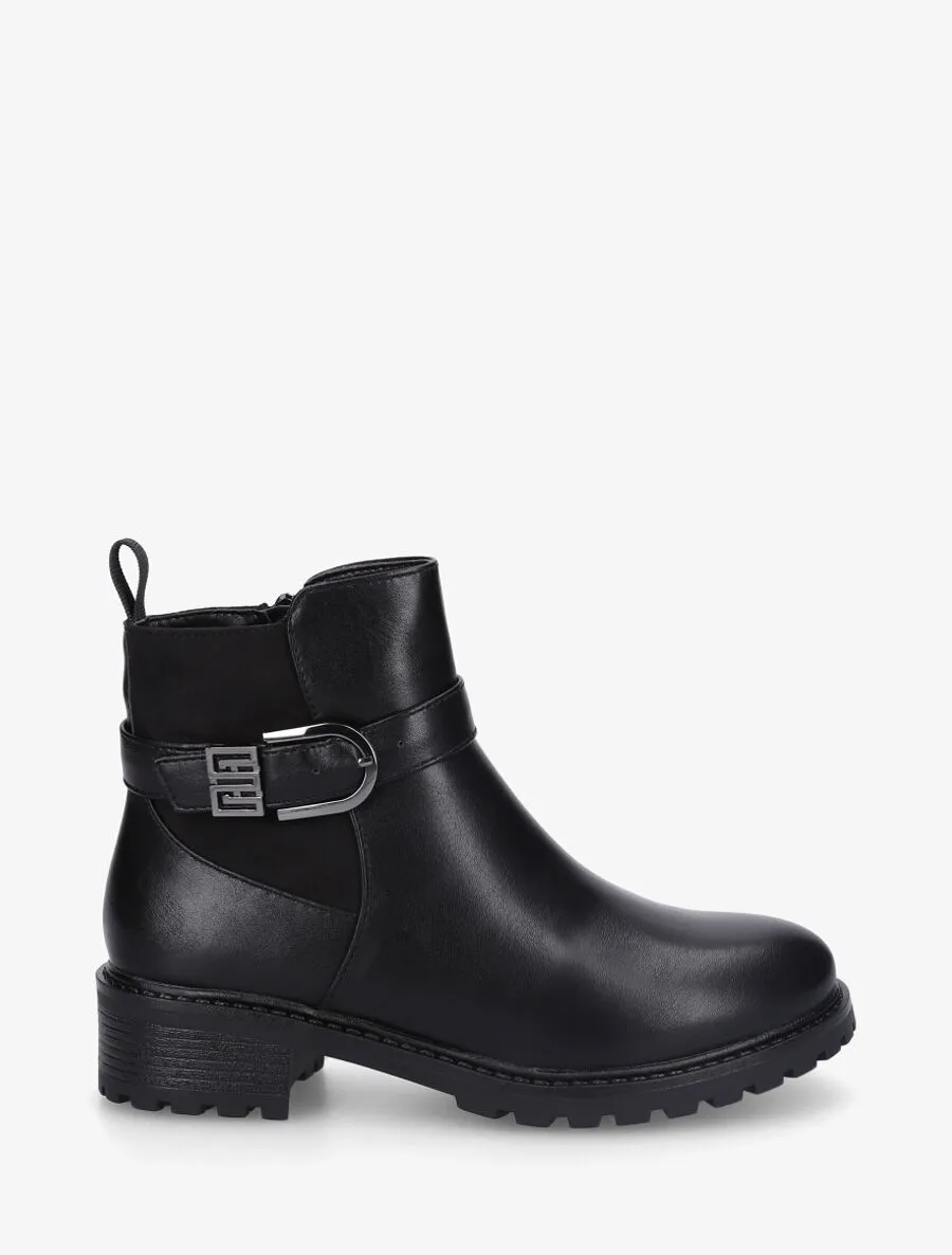 Bottines en simili à contrefort en suédine - Noir