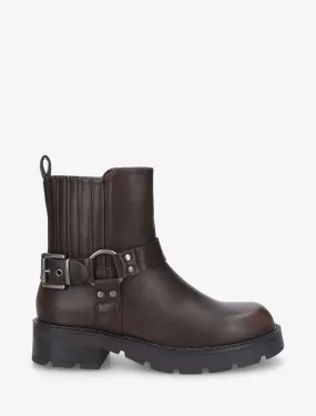 Bottines en simili à contrefort stylisé - Kaki foncé