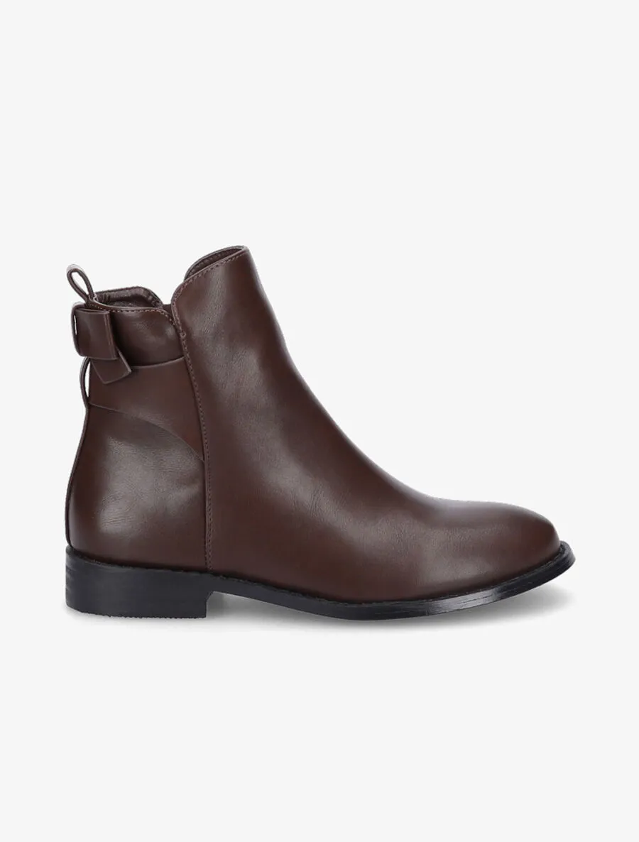 Bottines en simili à noeud - Marron