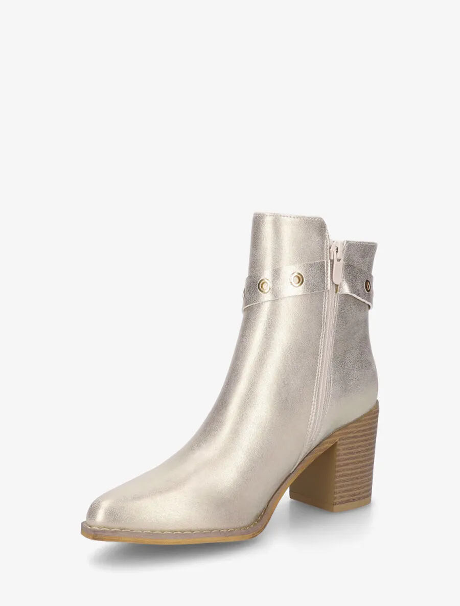 Bottines en simili à talon - Or