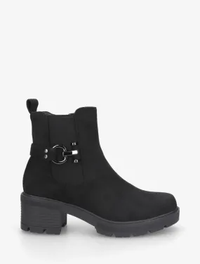 Bottines en suédine à boucle décorative - Noir