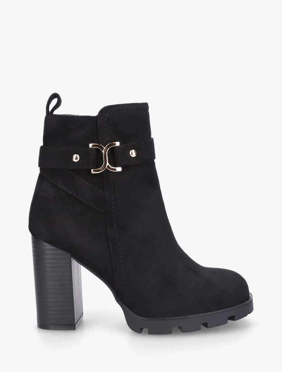 Bottines en suédine à plateforme crantée - Noir