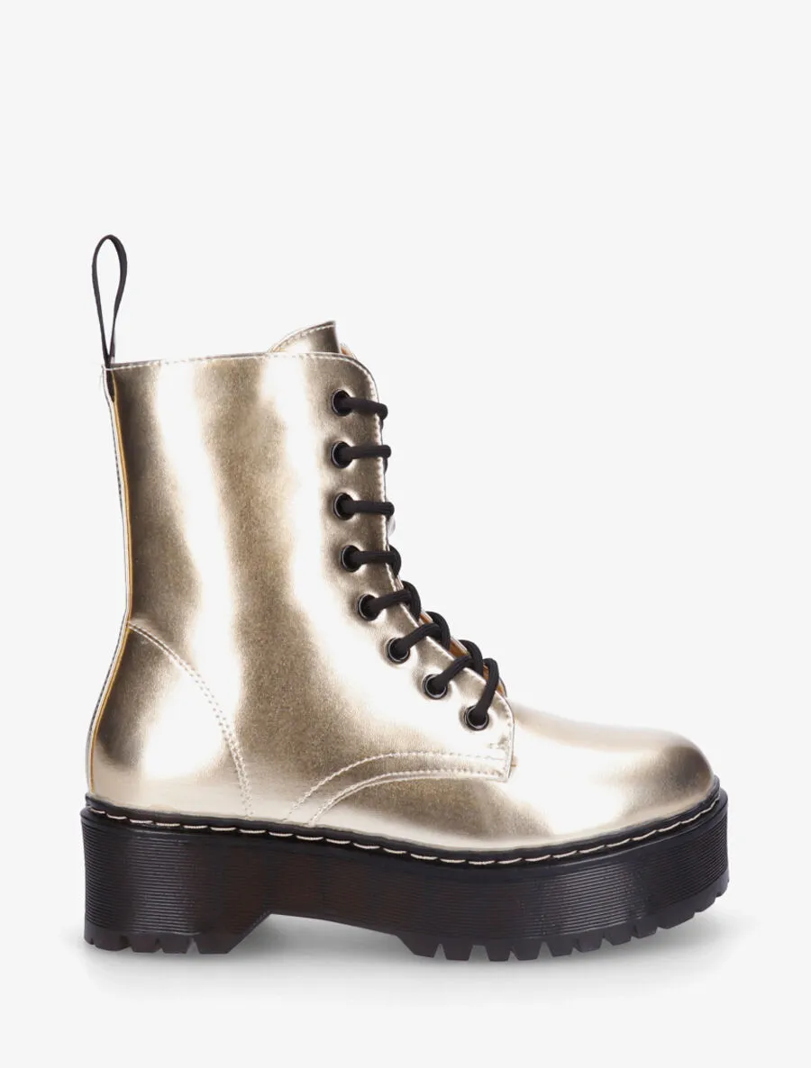 Bottines montantes en simili brillant - Or