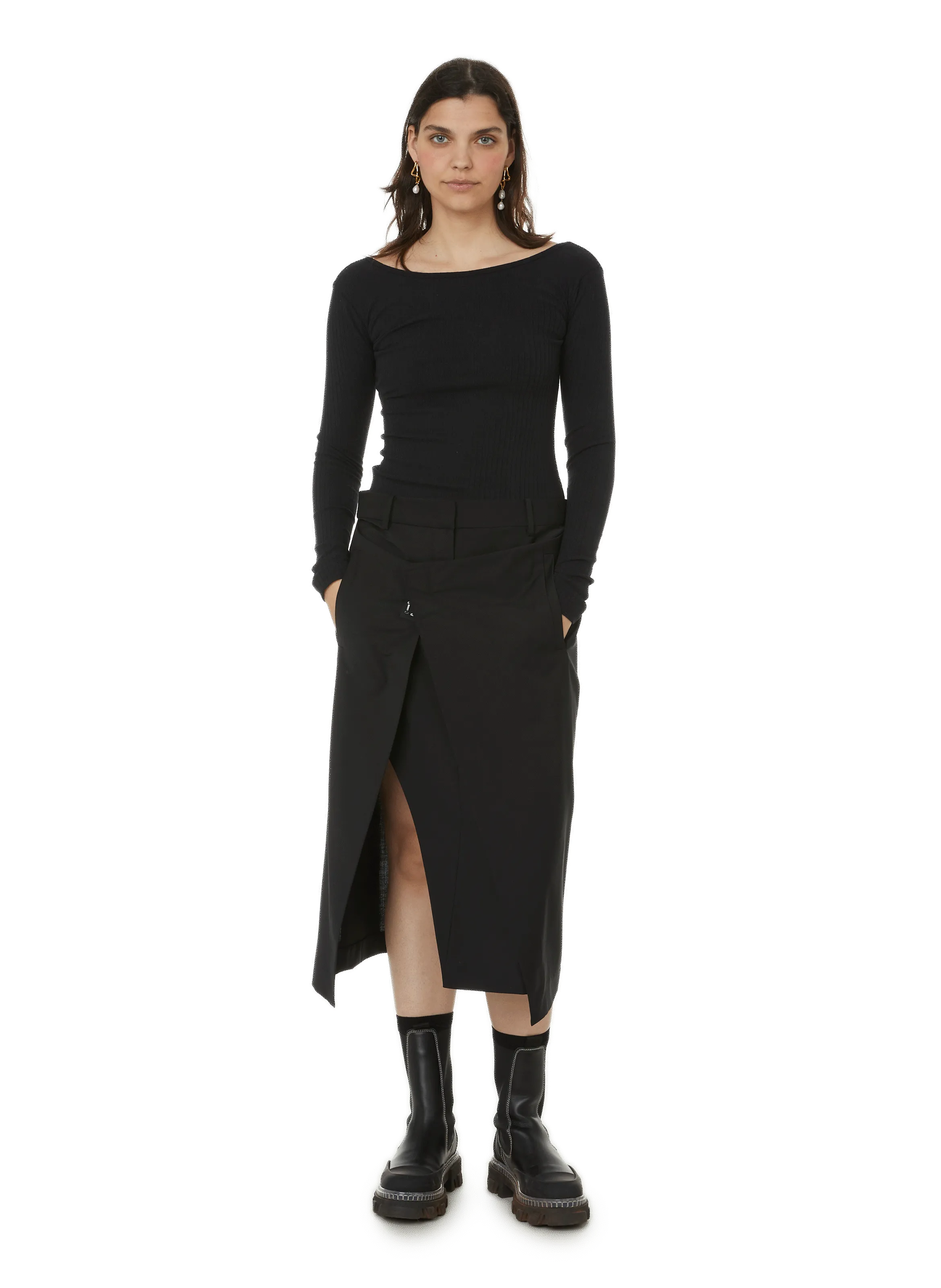 CAES  Body manches longues en coton  - Noir