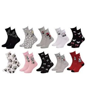 Chaussettes femme LICENCE Fantaisie-Assortiment modèles photos selon arrivages- Pack de 6 paires Surprise Minnie