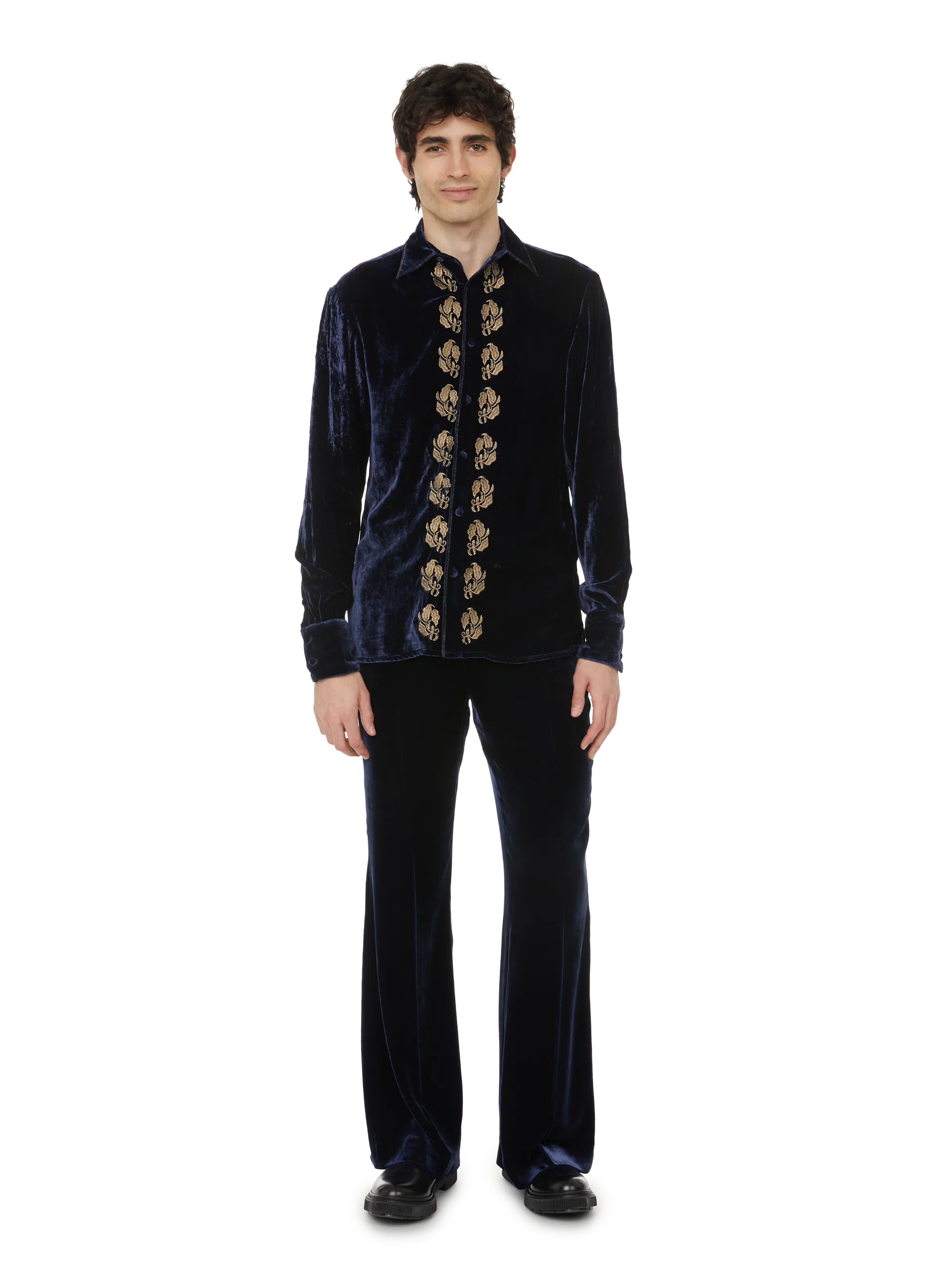 CHEMISE AVEC BRODERIES EN VELOURS - 73 LONDON pour HOMME | Printemps