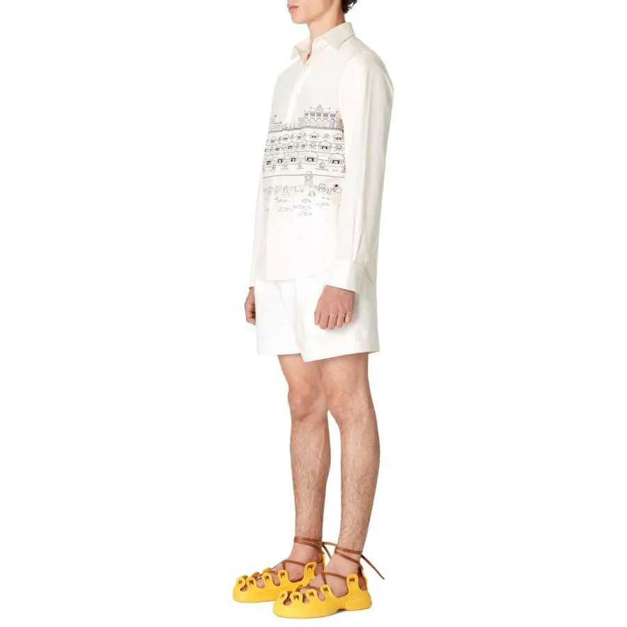 Chemise Blanche Coupe Droite Imprimé "Babar à la plage" | Lanvin Paris