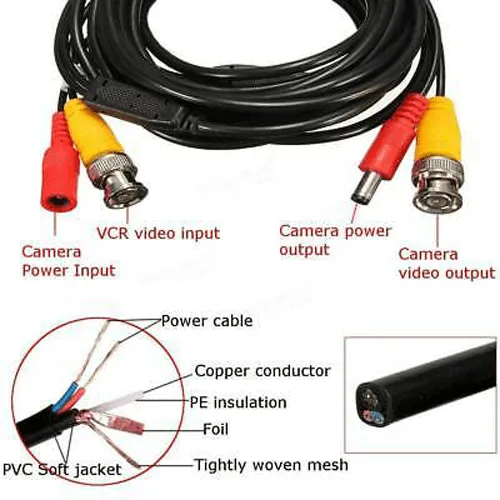 Câble d'alimentation BNC vidéo de 10 mètres pour caméra de vidéosurveillance / DVR Système de sécurité 