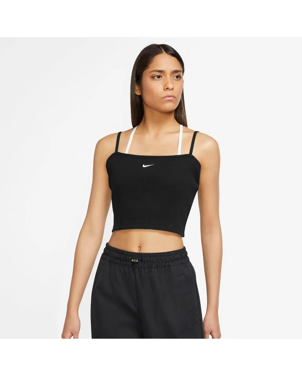 Débardeur Femme W NSW ESSNTL RIB CROP TOP Noir