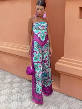 Ensemble d’été Sans Manches Femme Violet Bleu
