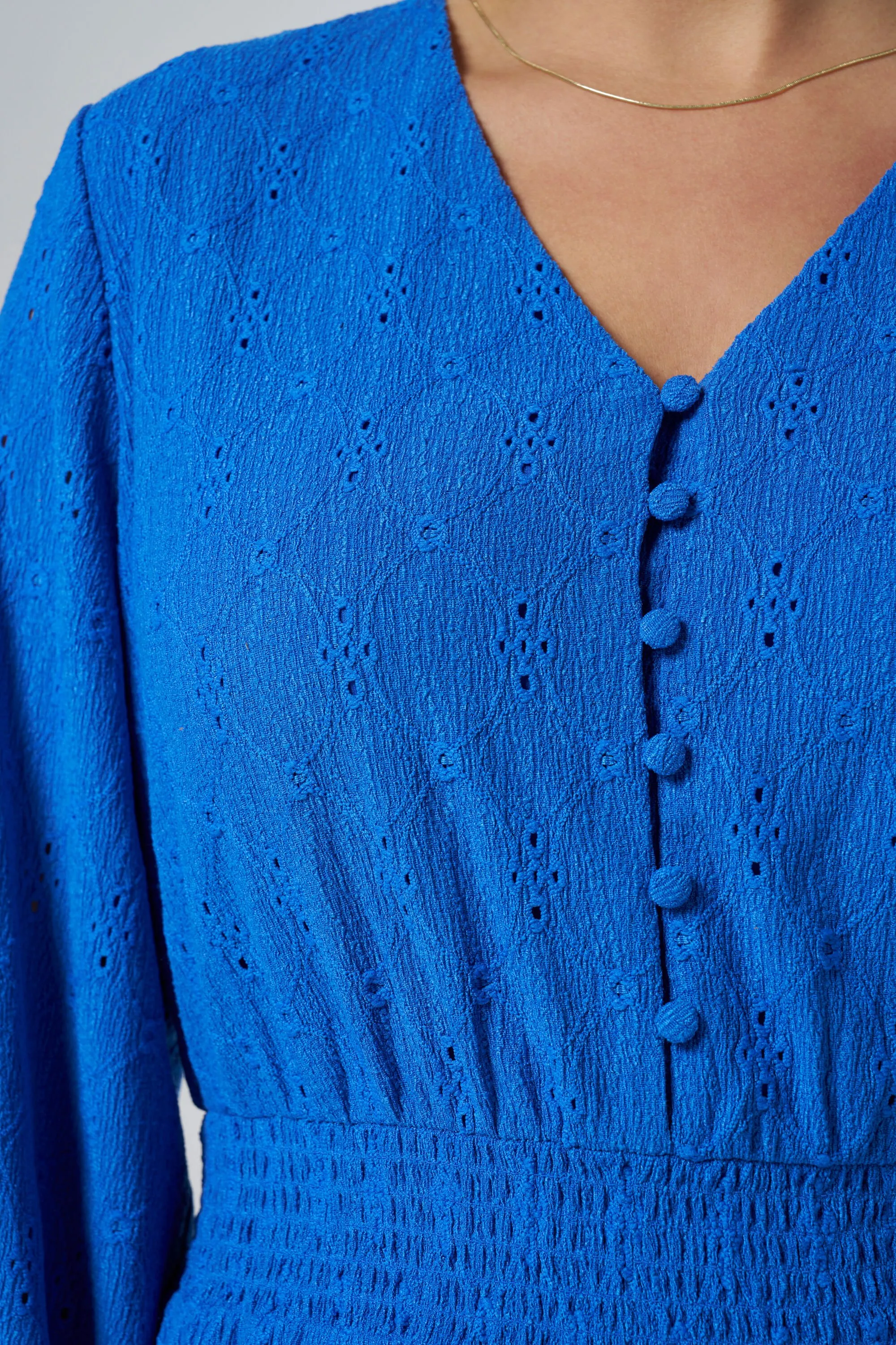 Femmes Robe avec bouton fantaisie  Cobalt | MS Mode