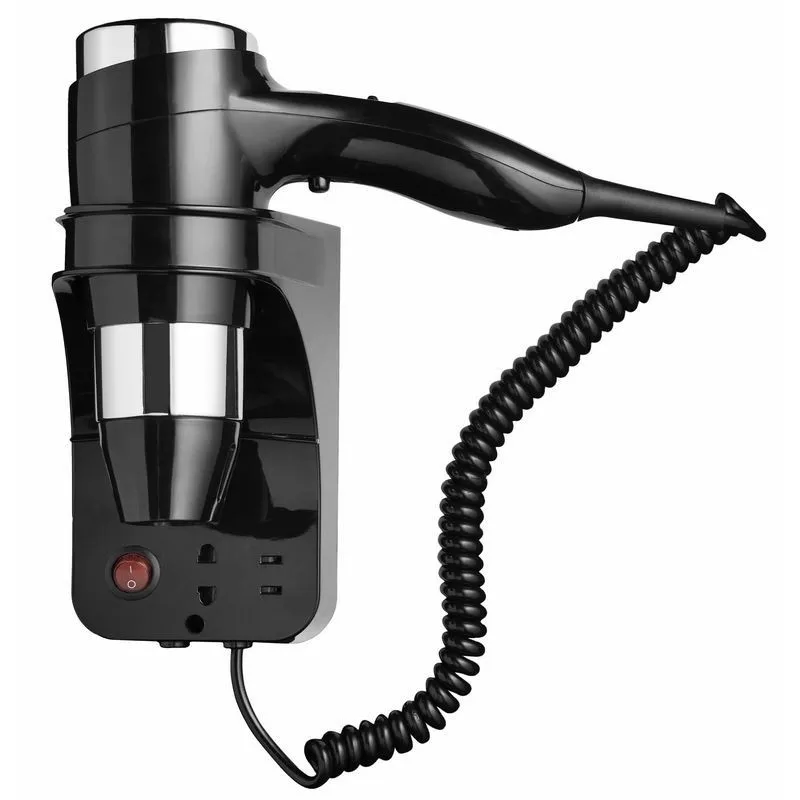 GEESA Sèche-cheveux 1600 W à 3 vitesses et prise de rasoir 110 + 220 V, noir/chromé: 916478