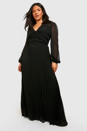 Grande taille - Robe longue torsadée en mousseline de soie