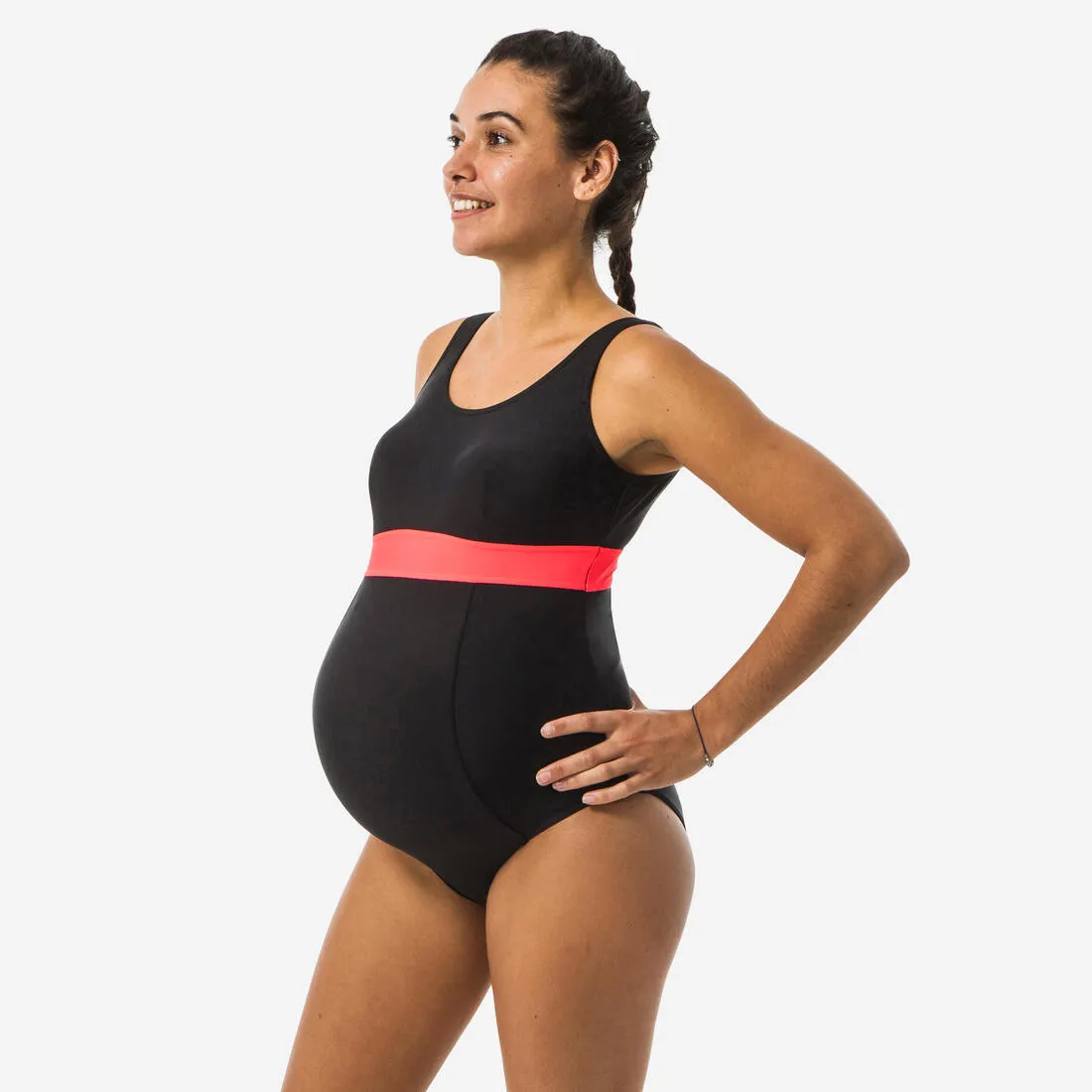 Maillot de bain de natation grossesse 1 pièce  Romane noir corail