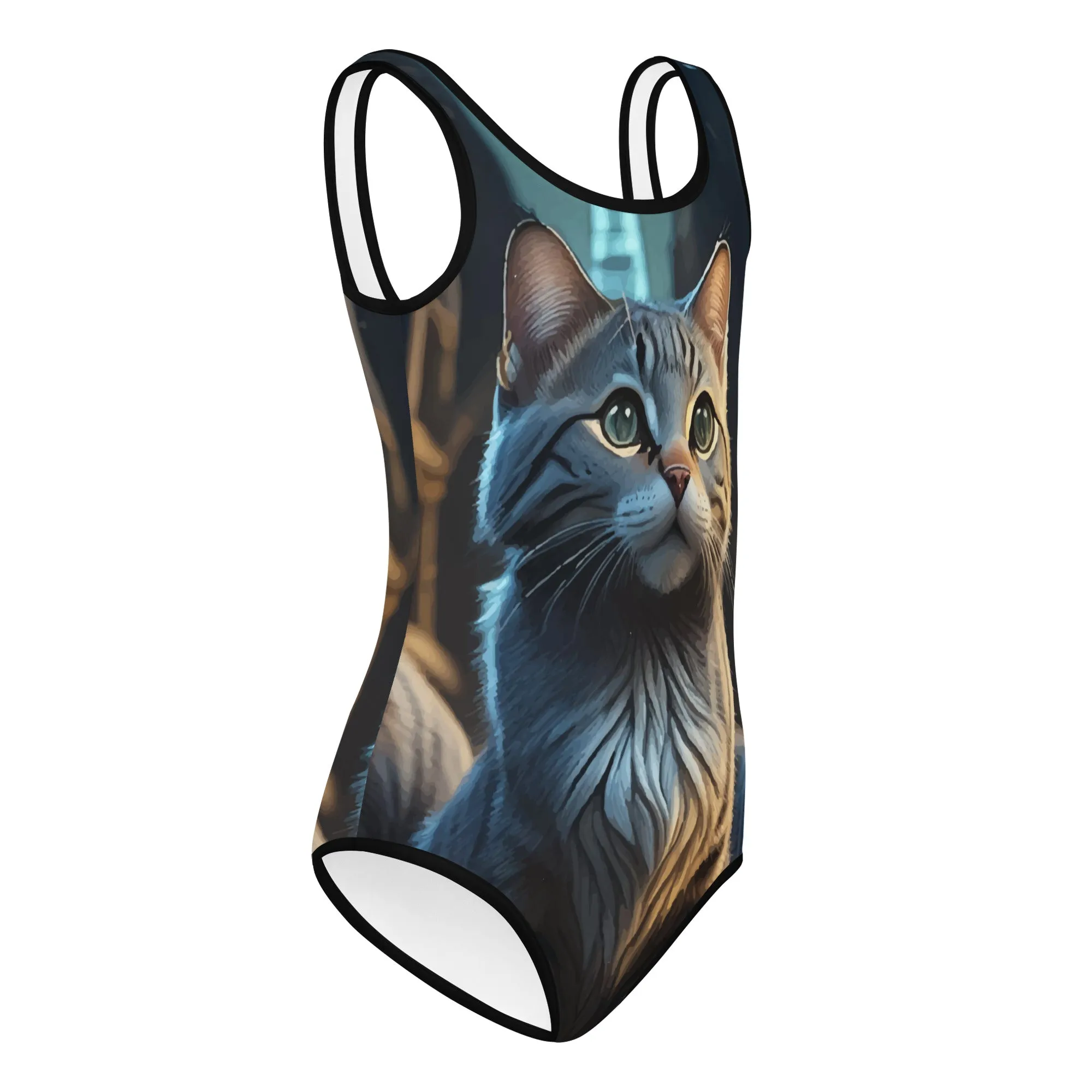 Maillot de Bain Pour Fille Chat gris