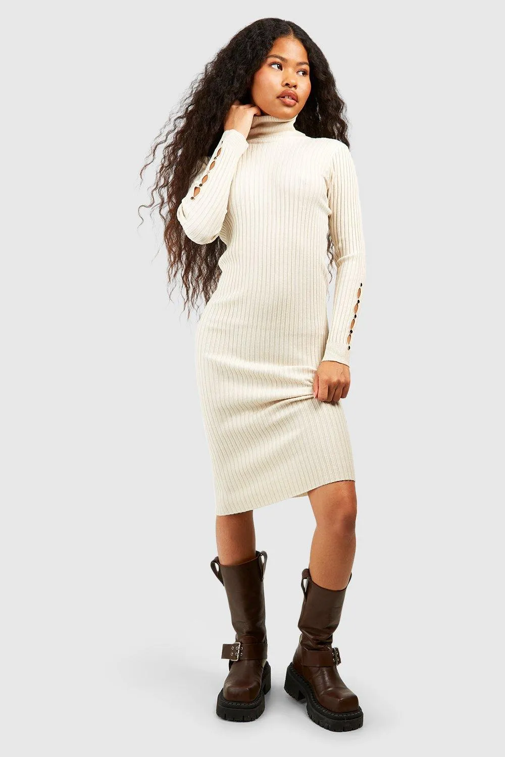 Petite - Robe mi-longue à col roulé