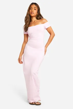 Petite - Robe moulante basique en coton à col asymétrique
