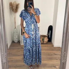 ROBE BLEUE IMPRIME LUIZA