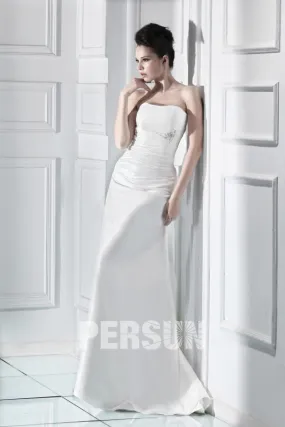 Robe de mariage simple bustier cœur fourreau en taffetas