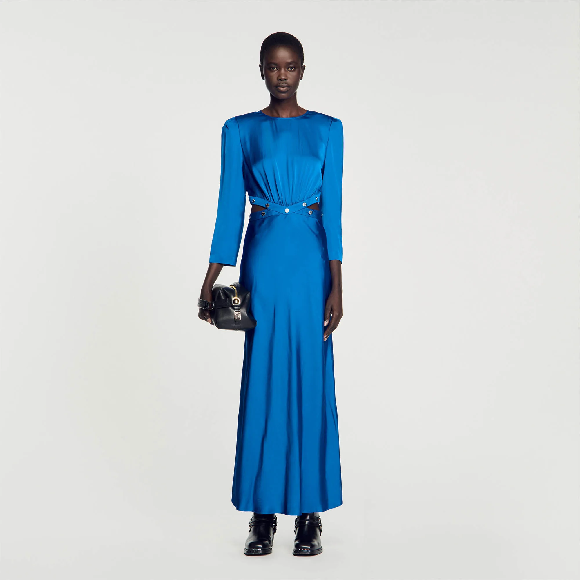 Robe longue satinée