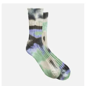 Rototo | Chaussettes Chunky Ribbed Crew Tie Dye Violet | Royalcheese Paris