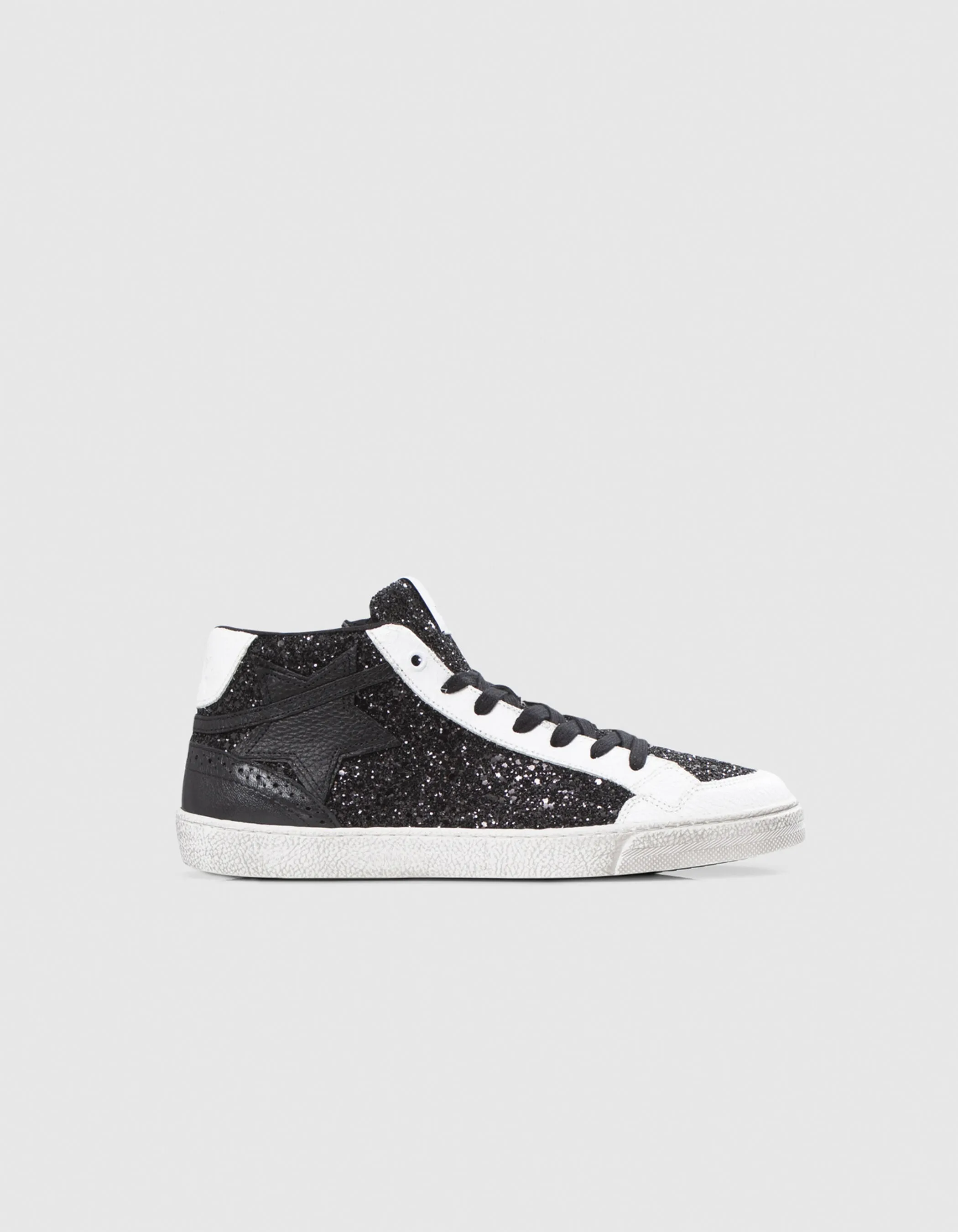 Sneakers montantes noires pailletées étoile Femme