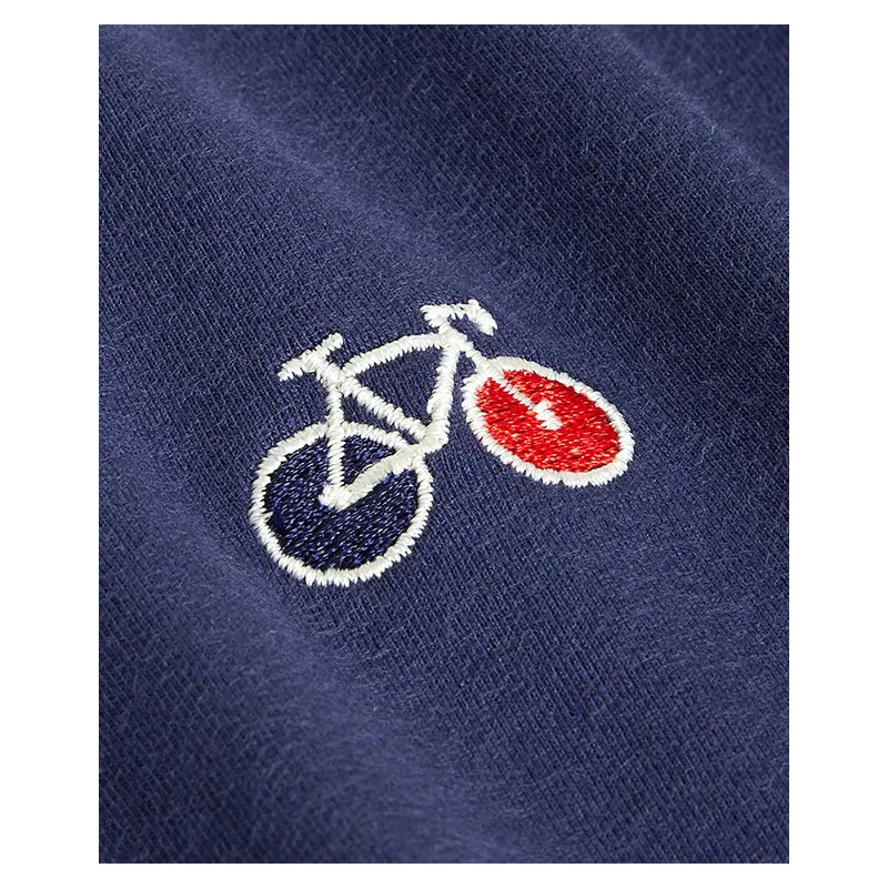 Sweat Basile Vélo brodé bleu en coton bio