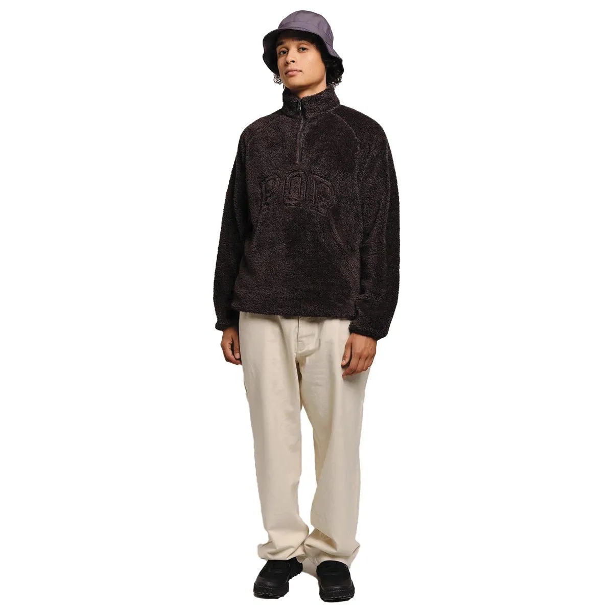 Sweat Pop Trading Company Arch Half Zip Fleece Sweat Charcoal