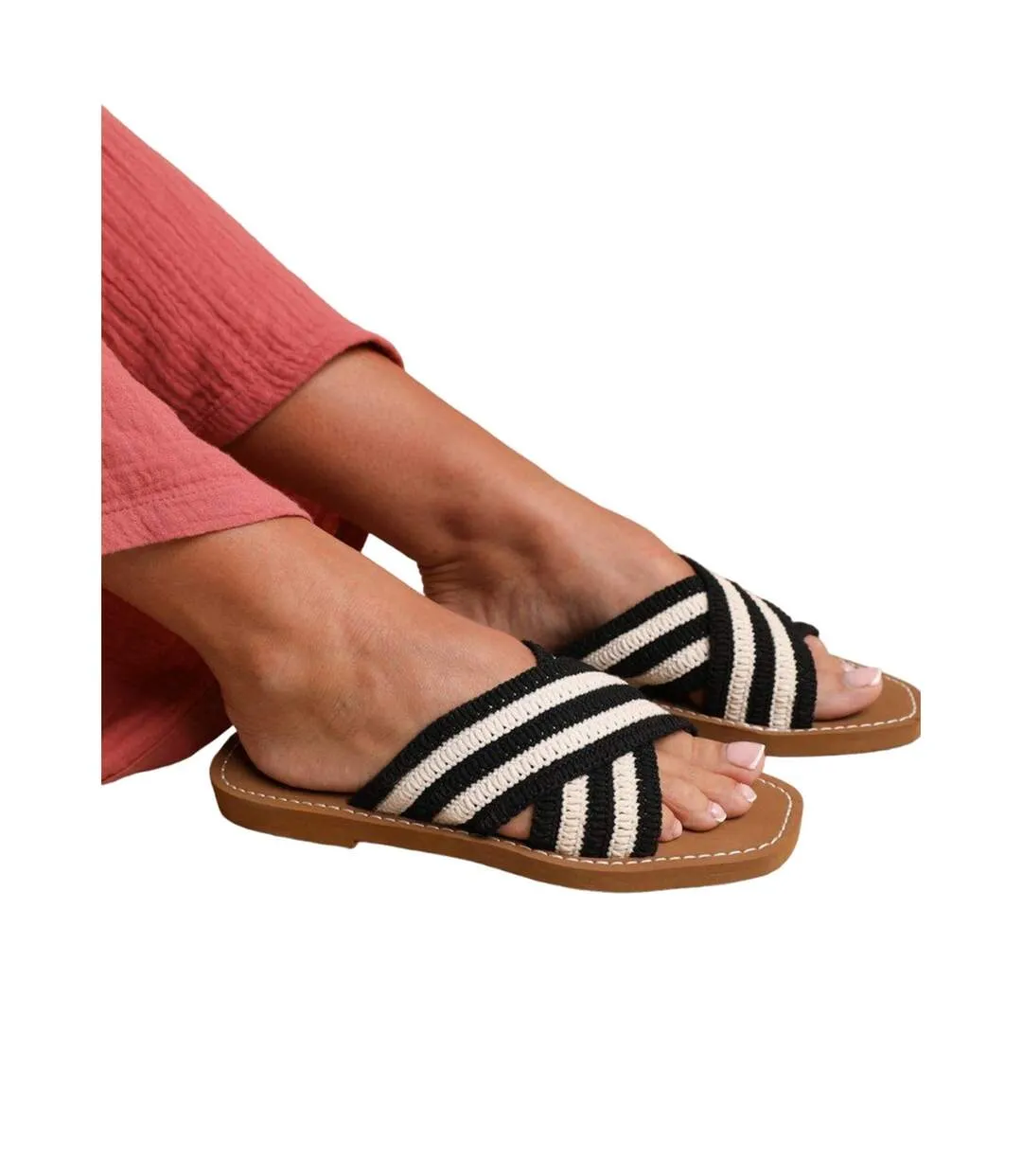 Tongs arizona femme noir / beige Where's That From